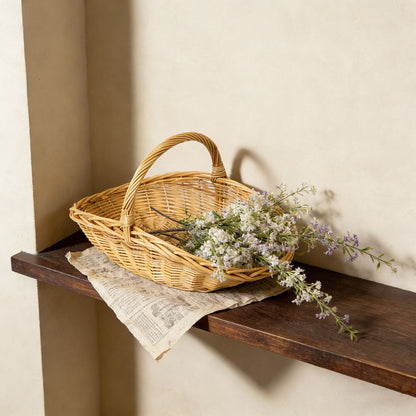 Wicker Picnic Basket with Handle, Garden and Home Decor -Wicker Storage Basket-Natural