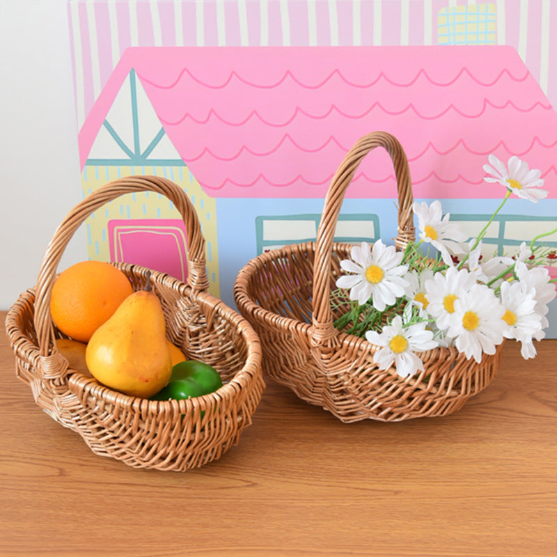 Willow Flower Girl Basket，Garden and Home Decor -Wicker Storage Basket-Natural, storage baskets, flower baskets, fruit baskets, gift baskets