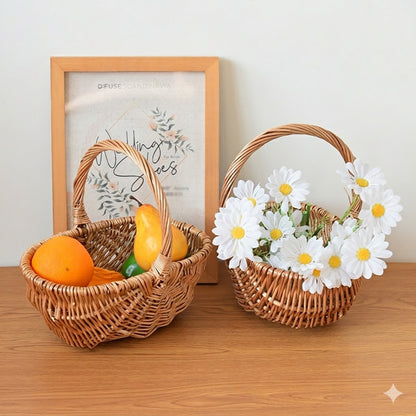 Willow Flower Girl Basket，Garden and Home Decor -Wicker Storage Basket-Natural, storage baskets, flower baskets, fruit baskets, gift baskets