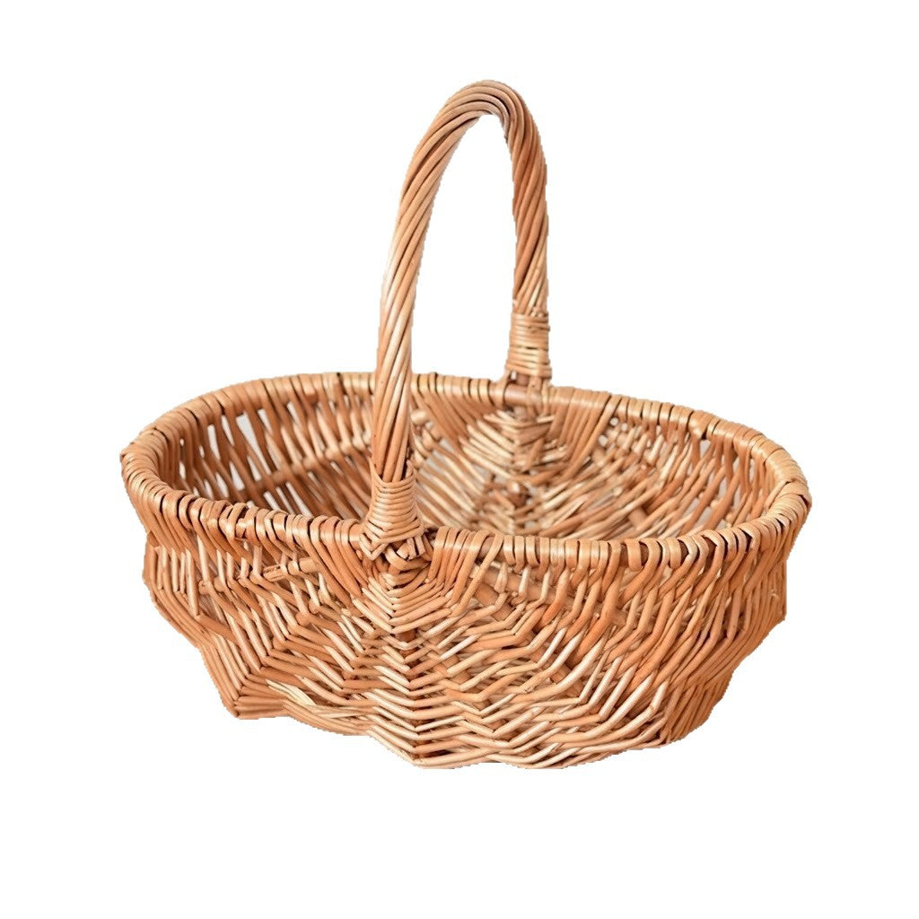 Willow Flower Girl Basket，Garden and Home Decor -Wicker Storage Basket-Natural, storage baskets, flower baskets, fruit baskets, gift baskets