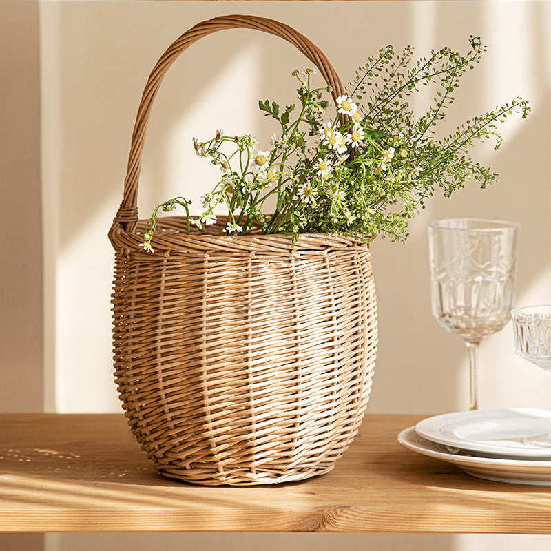 Willow Flower Girl Basket，Garden and Home Decor -Wicker Storage Basket-Natural, storage baskets, flower baskets, fruit baskets, gift baskets