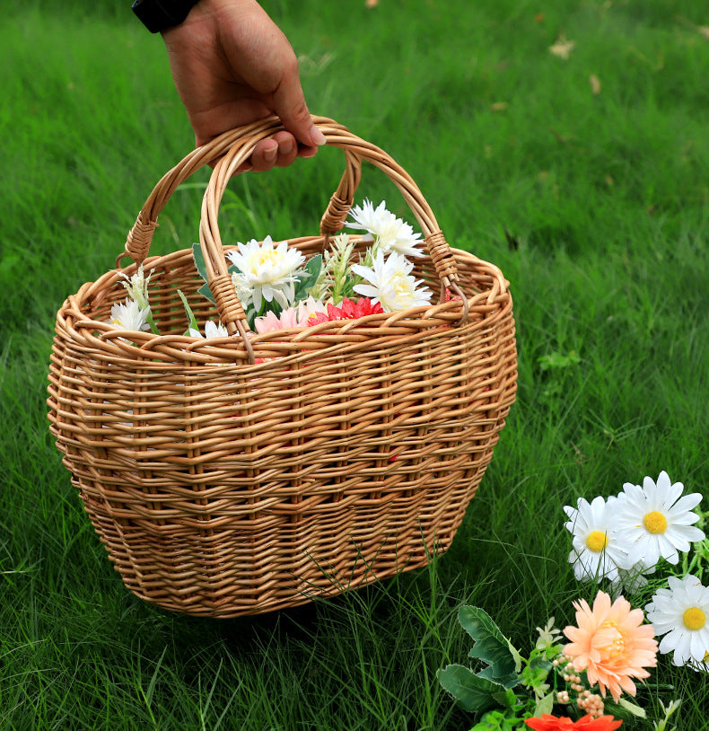 Willow Flower Girl Basket，Garden and Home Decor -Wicker Storage Basket-Natural, storage baskets, flower baskets, fruit baskets, gift baskets