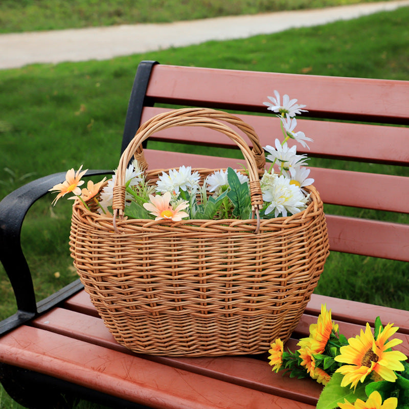 Willow Flower Girl Basket，Garden and Home Decor -Wicker Storage Basket-Natural, storage baskets, flower baskets, fruit baskets, gift baskets