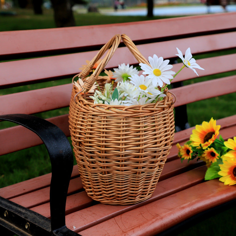 Willow Flower Girl Basket，Garden and Home Decor -Wicker Storage Basket-Natural, storage baskets, flower baskets, fruit baskets, gift baskets
