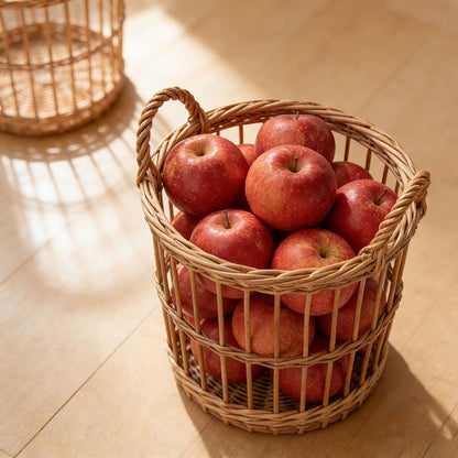 Wicker Picnic Basket with Handle, Garden and Home Decor -Wicker Storage Basket-Natural
