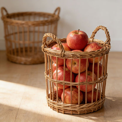 Wicker Picnic Basket with Handle, Garden and Home Decor -Wicker Storage Basket-Natural