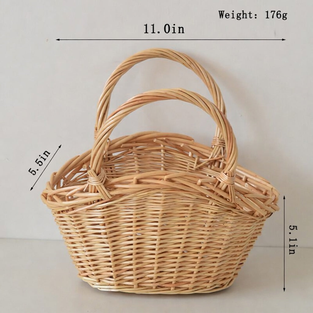 Willow Flower Girl Basket，Garden and Home Decor -Wicker Storage Basket-Natural, storage baskets, flower baskets, fruit baskets, gift baskets