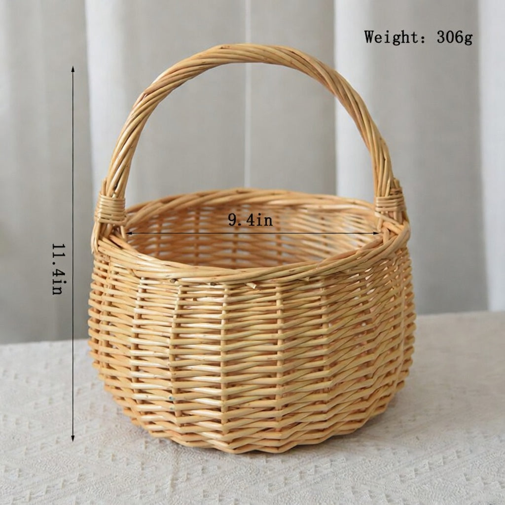 Willow Flower Girl Basket，Garden and Home Decor -Wicker Storage Basket-Natural, storage baskets, flower baskets, fruit baskets, gift baskets