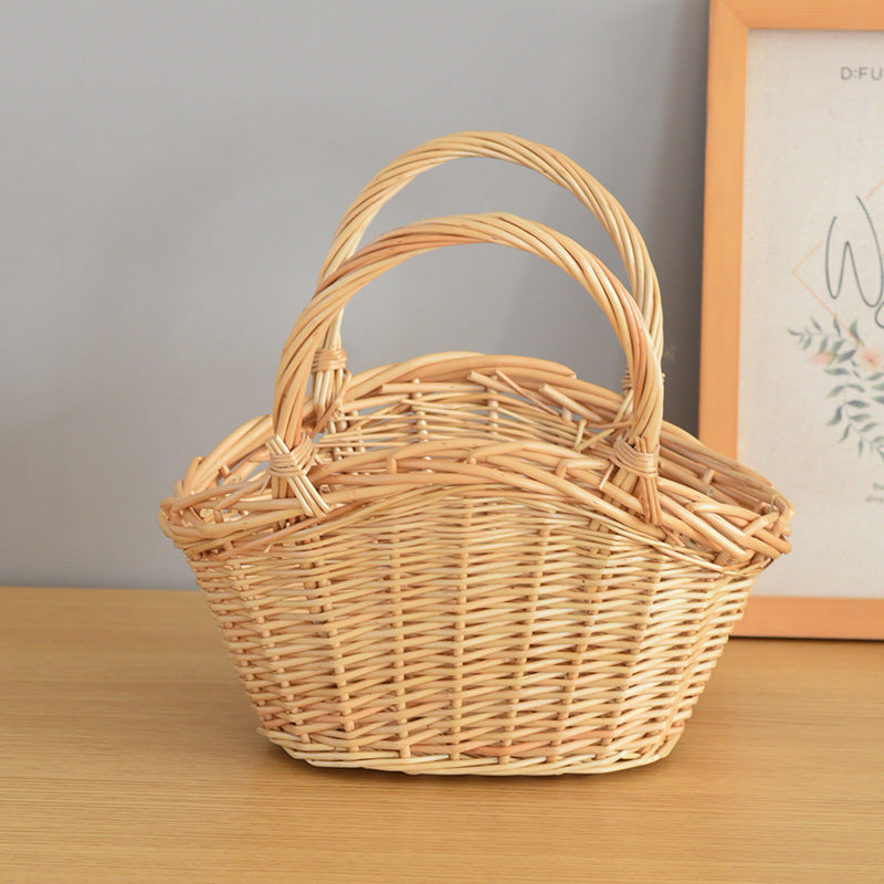 Willow Flower Girl Basket，Garden and Home Decor -Wicker Storage Basket-Natural, storage baskets, flower baskets, fruit baskets, gift baskets