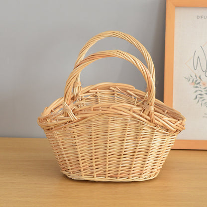 Willow Flower Girl Basket，Garden and Home Decor -Wicker Storage Basket-Natural, storage baskets, flower baskets, fruit baskets, gift baskets