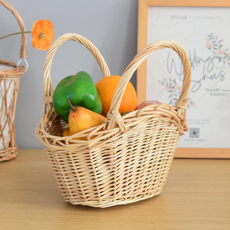 Willow Flower Girl Basket，Garden and Home Decor -Wicker Storage Basket-Natural, storage baskets, flower baskets, fruit baskets, gift baskets
