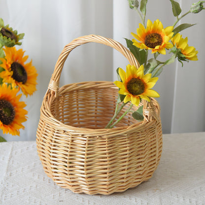 Willow Flower Girl Basket，Garden and Home Decor -Wicker Storage Basket-Natural, storage baskets, flower baskets, fruit baskets, gift baskets