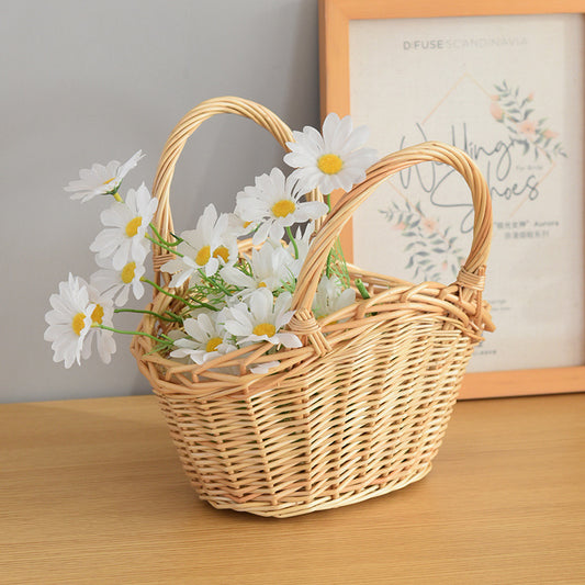 Willow Flower Girl Basket，Garden and Home Decor -Wicker Storage Basket-Natural, storage baskets, flower baskets, fruit baskets, gift baskets