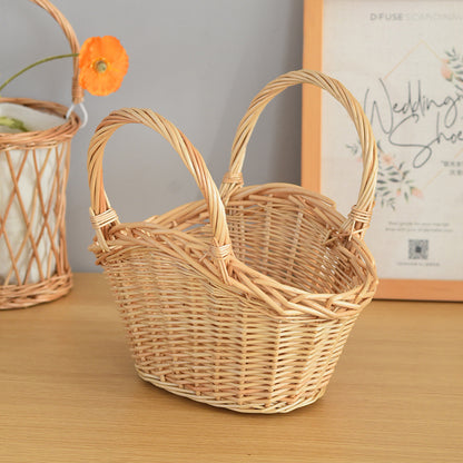 Willow Flower Girl Basket，Garden and Home Decor -Wicker Storage Basket-Natural, storage baskets, flower baskets, fruit baskets, gift baskets