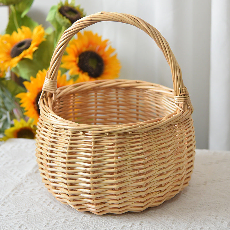 Willow Flower Girl Basket，Garden and Home Decor -Wicker Storage Basket-Natural, storage baskets, flower baskets, fruit baskets, gift baskets