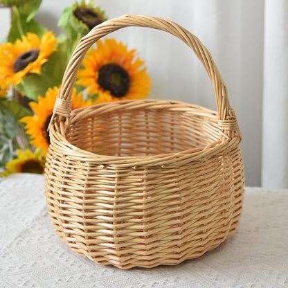 Willow Flower Girl Basket，Garden and Home Decor -Wicker Storage Basket-Natural, storage baskets, flower baskets, fruit baskets, gift baskets