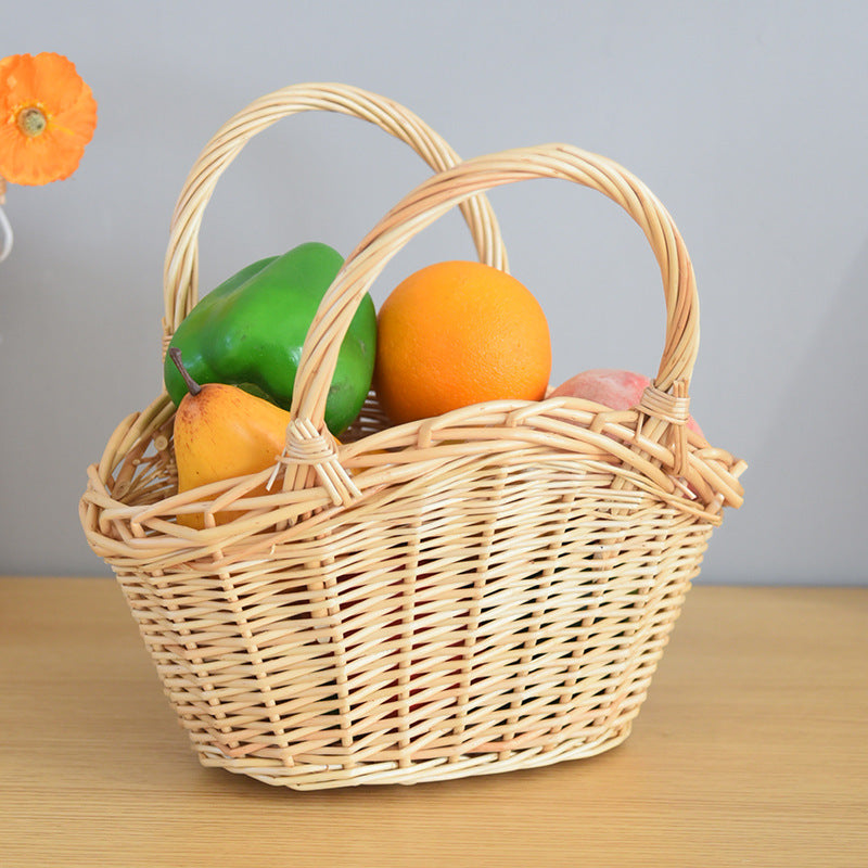 Willow Flower Girl Basket，Garden and Home Decor -Wicker Storage Basket-Natural, storage baskets, flower baskets, fruit baskets, gift baskets
