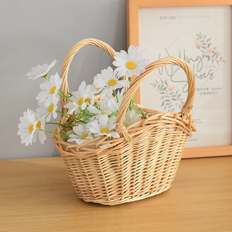Willow Flower Girl Basket，Garden and Home Decor -Wicker Storage Basket-Natural, storage baskets, flower baskets, fruit baskets, gift baskets